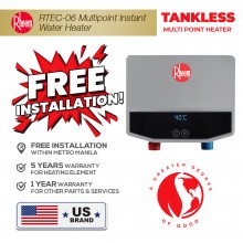 Rheem RTEC-06 E03 Tankless Electric Multi-Point Water Heater (6kW)